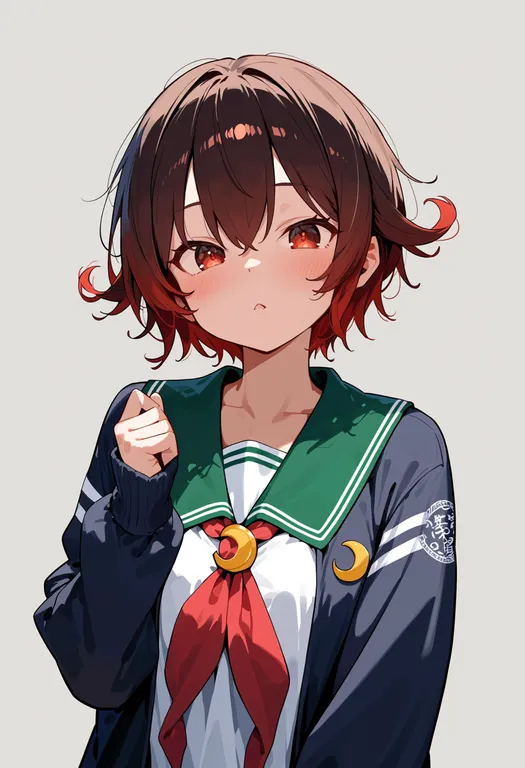 masterpiece, best quality, score_7, safe, mutsuki kai ni (kancolle), solo, upper body, simple background — by k3scat, made with ComfyUI