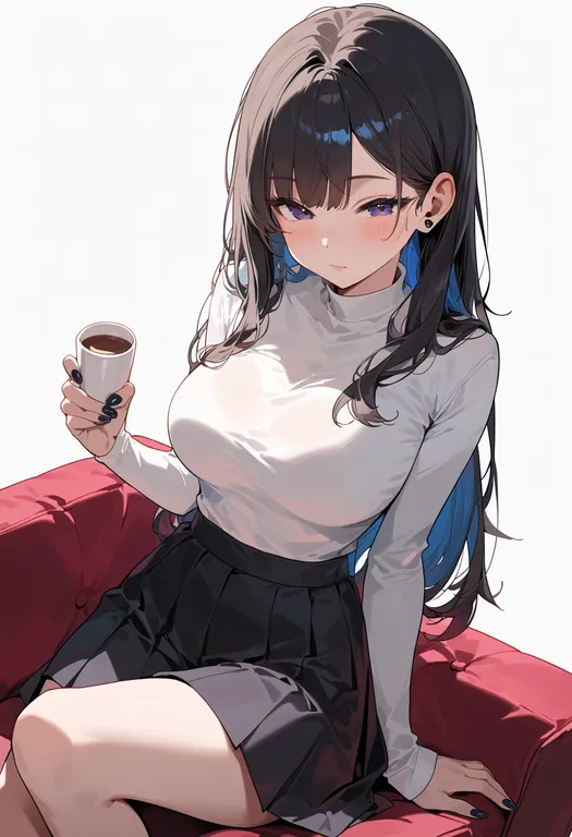 masterpiece, best quality, score_7, safe, on couch, 1girl, solo, simple background — by k3scat, made with ComfyUI