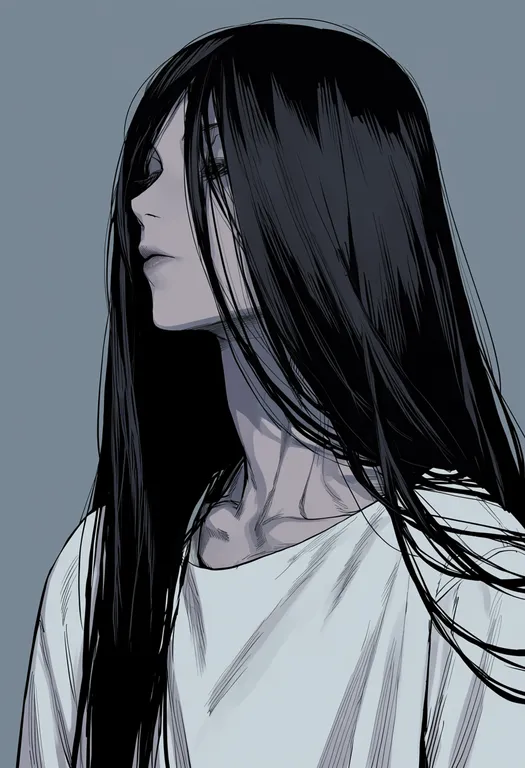 masterpiece, best quality, score_7, safe, yamamura sadako, solo, upper body, simple background — by k3scat, made with ComfyUI