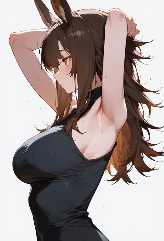 masterpiece, best quality, score_7, safe, gilberta (arknights), arknights, solo, upper body, simple background — by k3scat, made with ComfyUI