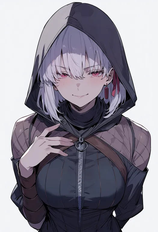 masterpiece, best quality, score_7, safe, kama (assassin) (second ascension) (fate), solo, upper body, simple background — by k3scat, made with ComfyUI