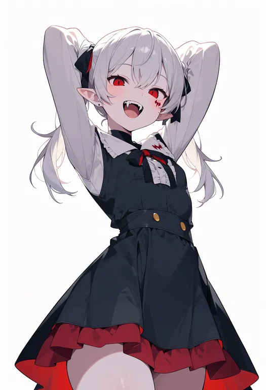 masterpiece, best quality, score_7, safe, vampire (vocaloid), solo, simple background — by k3scat, made with ComfyUI