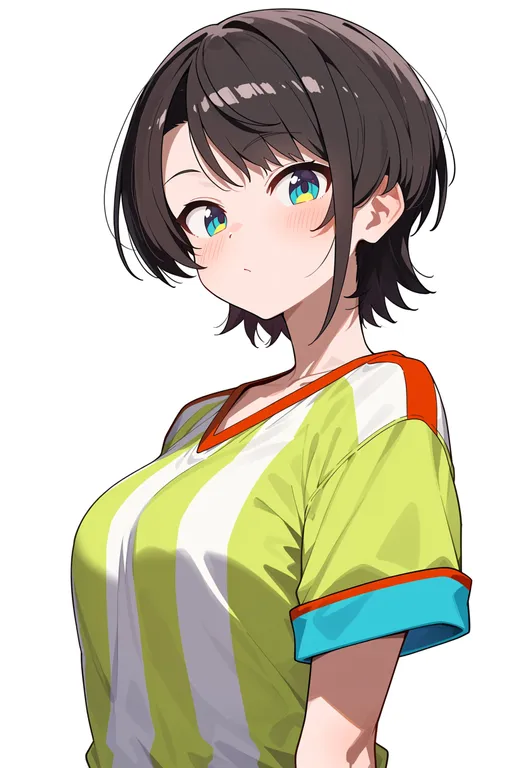 masterpiece, best quality, score_7, safe, oozora subaru (1st costume), solo, upper body, simple background — by k3scat, made with ComfyUI