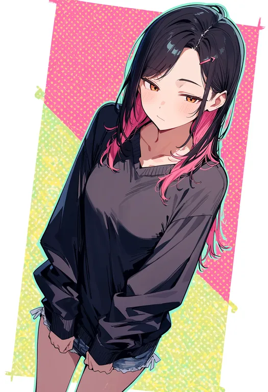 masterpiece, best quality, score_7, safe, colorful background, 1girl, solo — by k3scat, made with ComfyUI