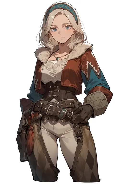 masterpiece, best quality, score_7, safe, monster hunter wilds, solo, simple background — by k3scat, made with ComfyUI
