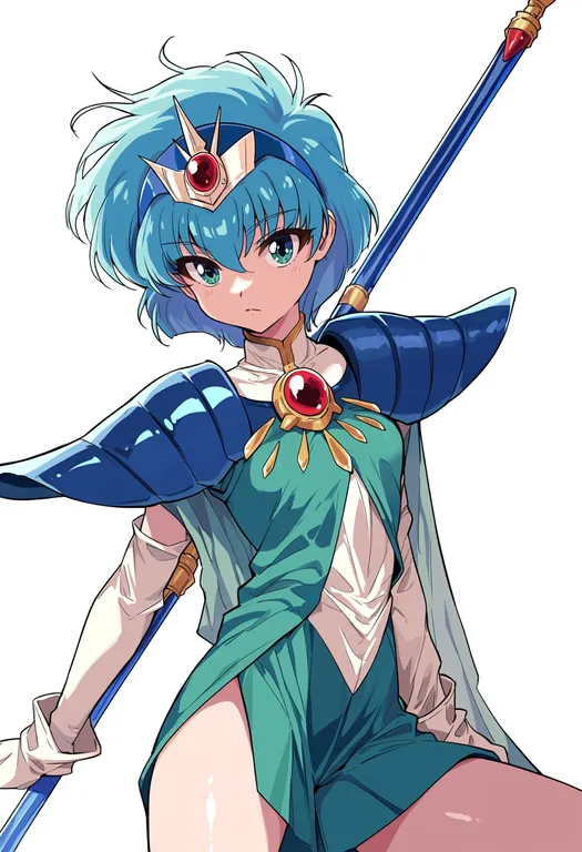 masterpiece, best quality, score_7, safe, magic knight rayearth, solo, simple background — by k3scat, made with ComfyUI