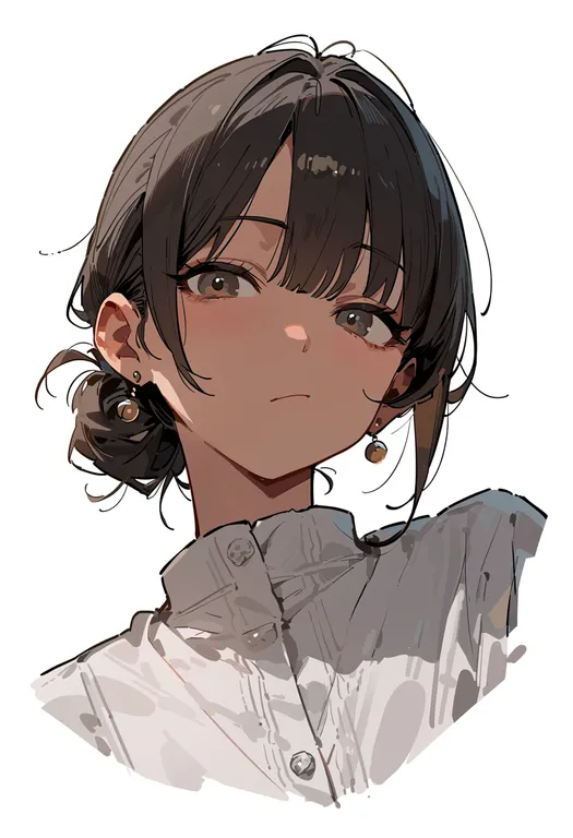 masterpiece, best quality, score_7, safe, :/, 1girl, solo, portrait, simple background — by k3scat, made with ComfyUI