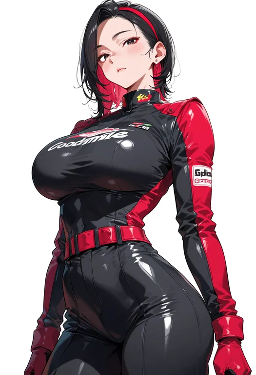 masterpiece, best quality, score_7, safe, goodsmile racing, solo, simple background — by k3scat, made with ComfyUI