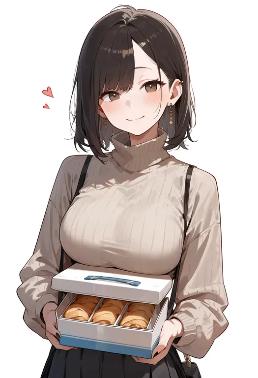 masterpiece, best quality, score_7, safe, pastry box, 1girl, solo, upper body, simple background — by k3scat, made with ComfyUI