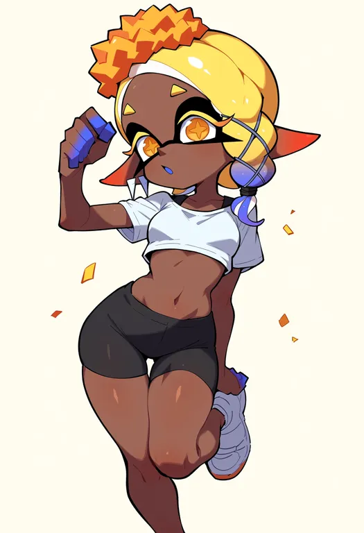 masterpiece, best quality, score_7, safe, splatoon 3: side order, solo, simple background — by k3scat, made with ComfyUI