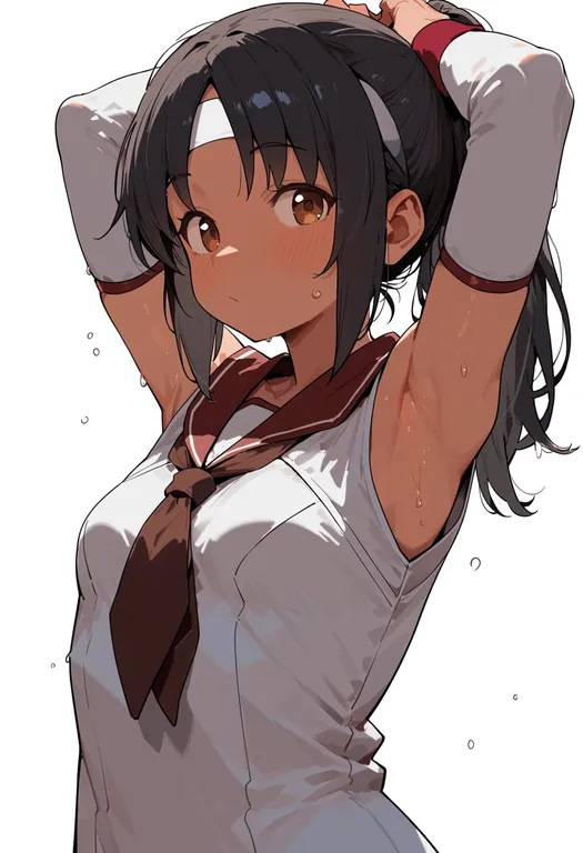masterpiece, best quality, score_7, safe, nagara (kancolle), solo, upper body, simple background — by k3scat, made with ComfyUI