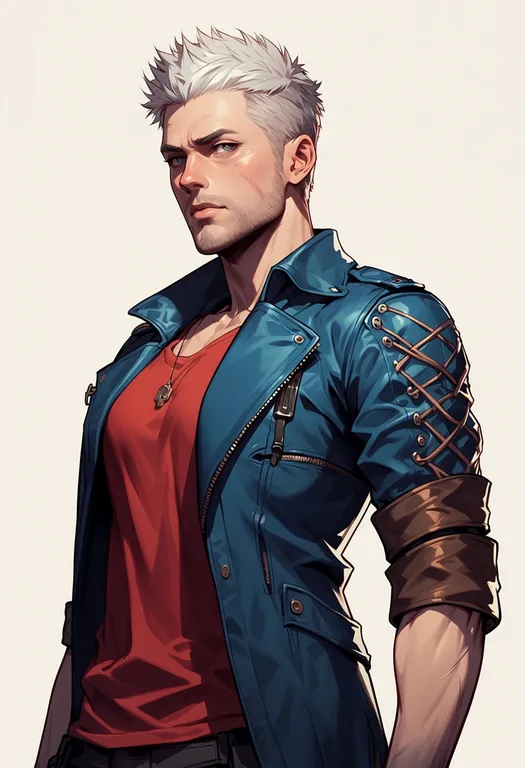 masterpiece, best quality, score_7, safe, nero (devil may cry), solo, upper body, simple background — by k3scat, made with ComfyUI