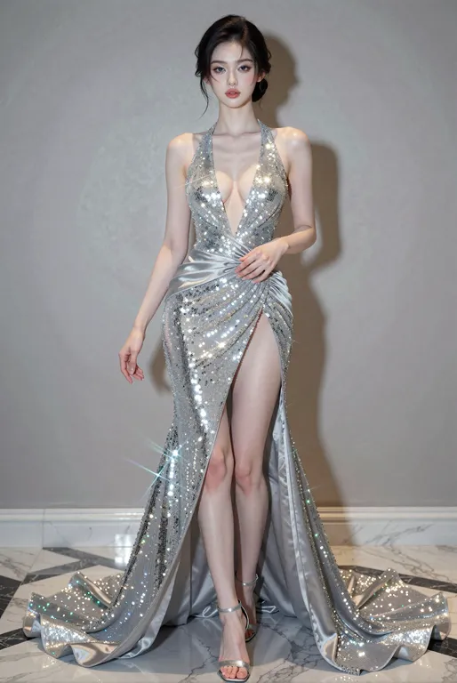 一位身高约165公分、身材匀称苗条的东方美女。她拥有自然健康的温和曲线，胸部自然A罩杯挺拔，腰部紧致而富有弹性，腰线平缓柔和，微微带着女性自然的腹部弧度。她的胯部圆润，臀部饱满挺翘，小腿线条则匀称流畅、修长笔直。她全身的皮肤白皙细腻，质感紧… — by kessness, made with ComfyUI
