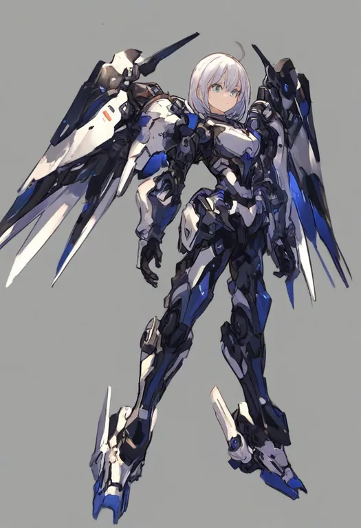 masterpiece, best quality, general, mechanical wings, 1girl, solo, full body, simple background — by k3scat, made with ComfyUI