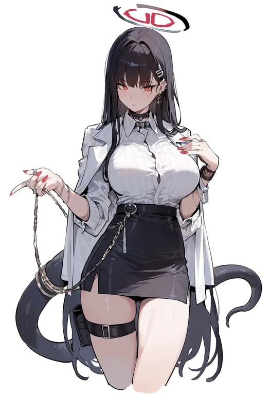 masterpiece, best quality, score_7, safe, tail ring, 1girl, solo, simple background — by k3scat, made with ComfyUI