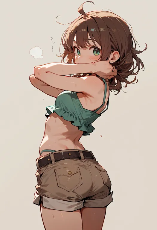 masterpiece, best quality, score_7, safe, natsuiro egao de 1 2 jump!, solo, simple background — by k3scat, made with ComfyUI