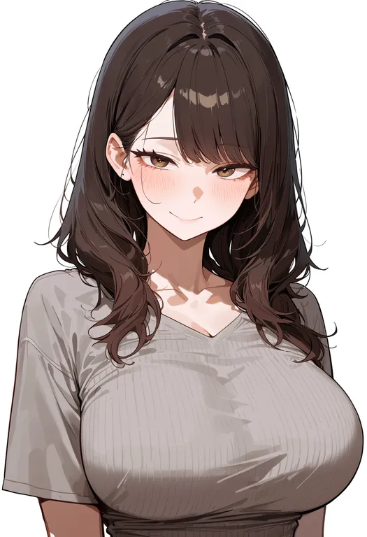masterpiece, best quality, score_7, safe, lunch, 1girl, solo, upper body, simple background — by k3scat, made with ComfyUI