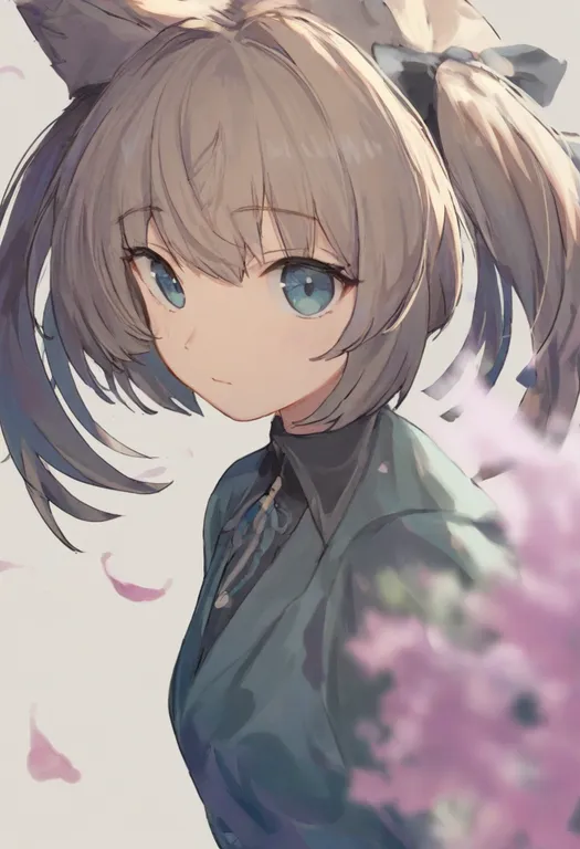 masterpiece, best quality, general, blurry foreground, 1girl, solo, simple background — by k3scat, made with ComfyUI