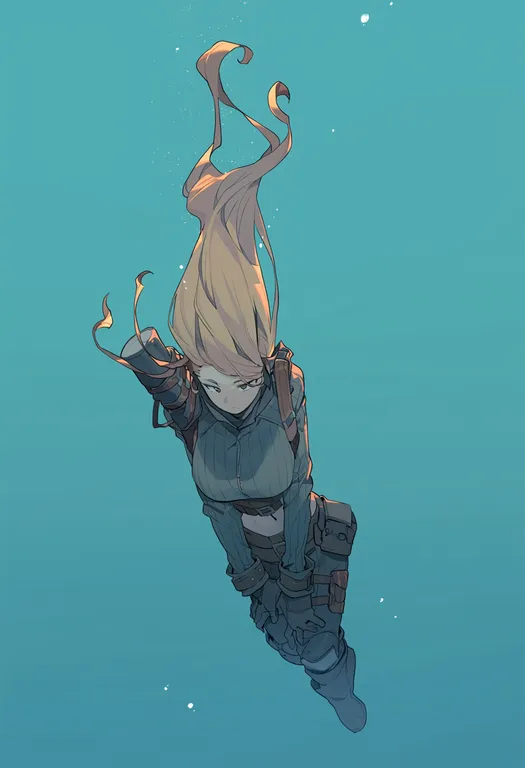 masterpiece, best quality, score_7, safe, submerged, 1girl, solo, simple background — by k3scat, made with ComfyUI