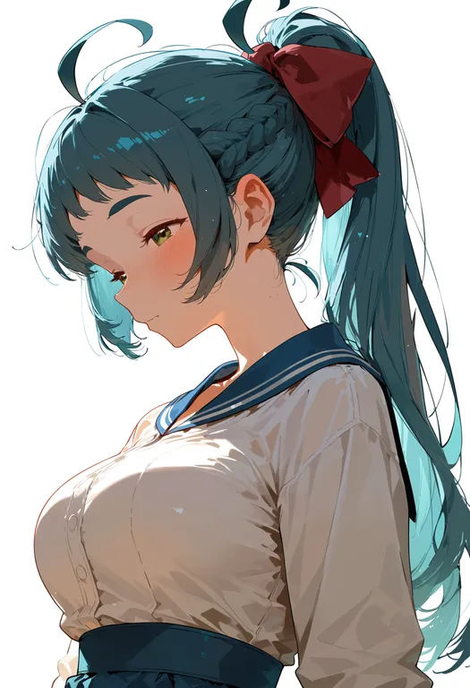 masterpiece, best quality, score_7, safe, irako (kancolle), solo, upper body, simple background — by k3scat, made with ComfyUI
