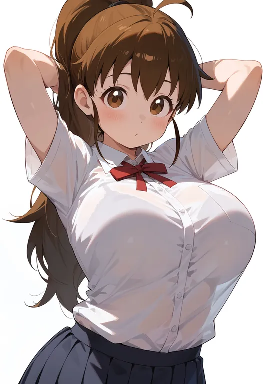 masterpiece, best quality, score_7, safe, taneshima popura, solo, upper body, simple background — by k3scat, made with ComfyUI