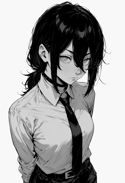 masterpiece, best quality, score_7, safe, nayuta (chainsaw man), chainsaw man, solo, upper body, simple background — by k3scat, made with ComfyUI