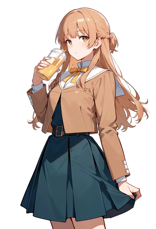 masterpiece, best quality, score_7, safe, yagate kimi ni naru, solo, simple background — by k3scat, made with ComfyUI