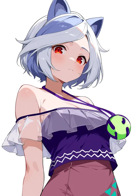 masterpiece, best quality, score_7, safe, mitsugashira enoko, solo, upper body, simple background — by k3scat, made with ComfyUI