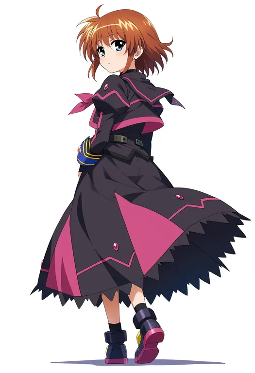 masterpiece, best quality, score_7, safe, mahou shoujo lyrical nanoha a's, solo, simple background — by k3scat, made with ComfyUI