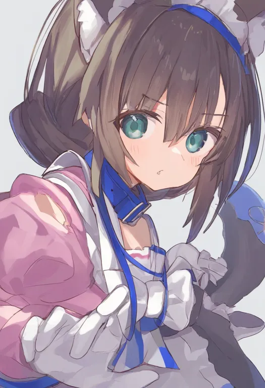 masterpiece, best quality, general, blue collar, 1girl, solo, simple background — by k3scat, made with ComfyUI