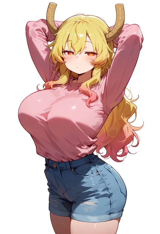 masterpiece, best quality, score_7, safe, kobayashi-san chi no maidragon, solo, simple background — by k3scat, made with ComfyUI