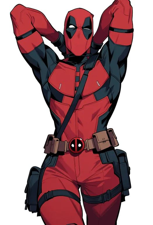 masterpiece, best quality, score_7, safe, deadpool (series), solo, simple background — by k3scat, made with ComfyUI