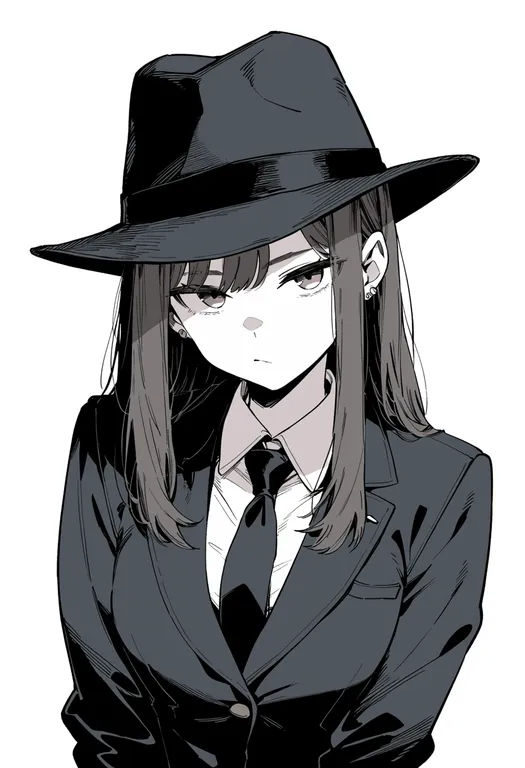 masterpiece, best quality, score_7, safe, fedora, 1girl, solo, upper body, simple background — by k3scat, made with ComfyUI