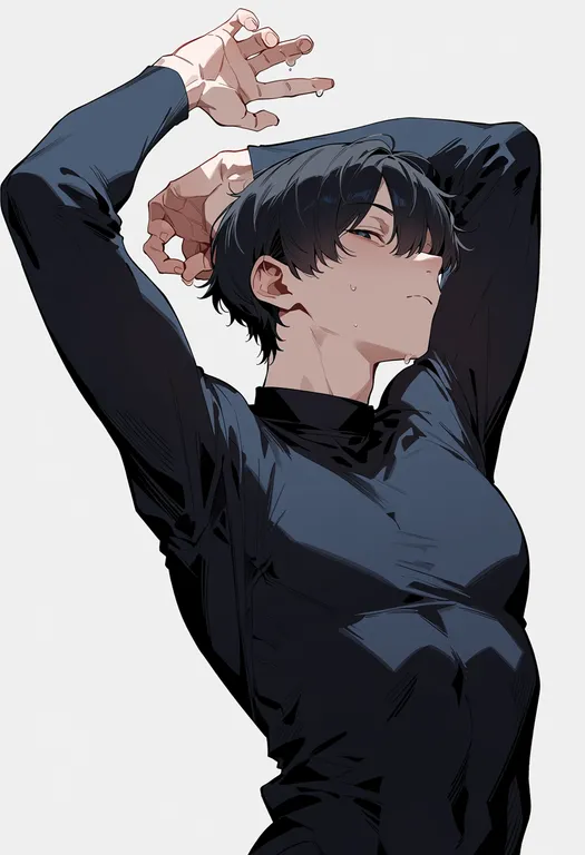masterpiece, best quality, score_7, safe, male with breasts, 1boy, solo, upper body, simple background — by k3scat, made with ComfyUI