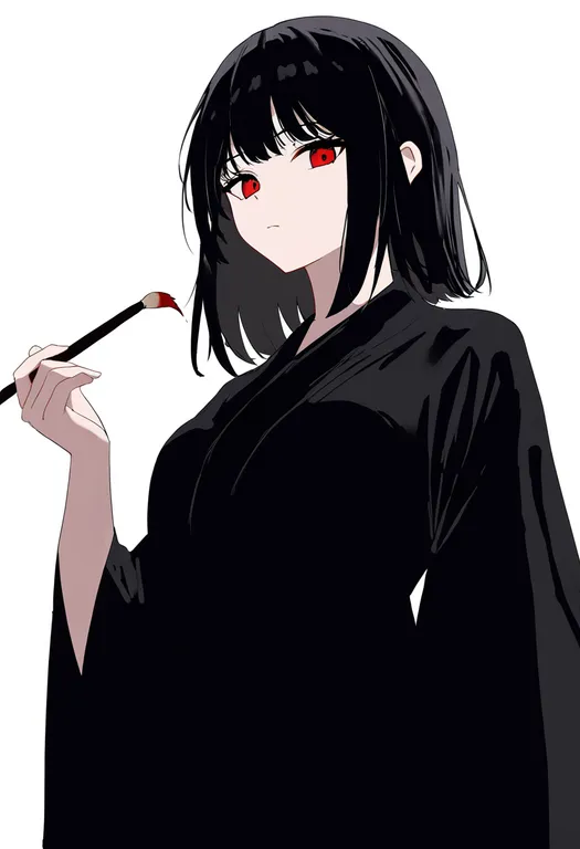 masterpiece, best quality, newest, absurdres, highres, safe, brush, 1girl, solo, simple_background — by k3scat, made with ComfyUI