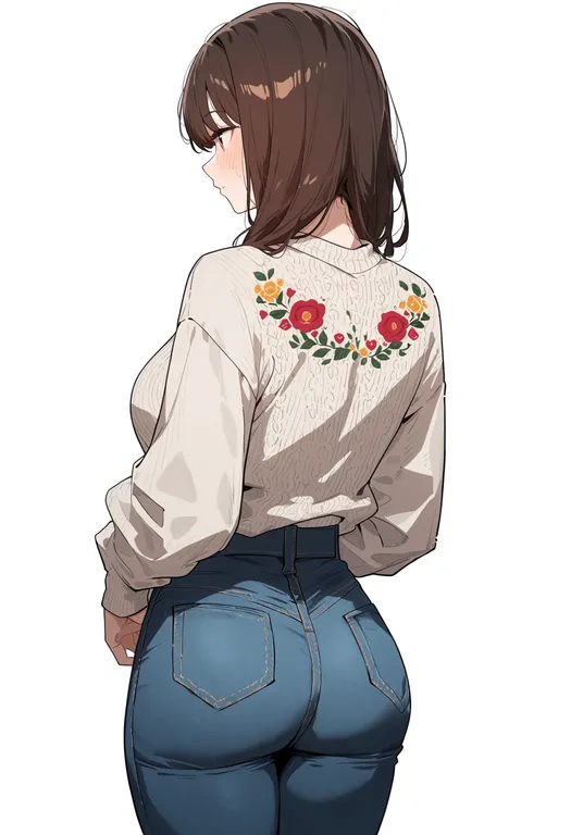 masterpiece, best quality, score_7, safe, embroidery, 1girl, solo, simple background — by k3scat, made with ComfyUI