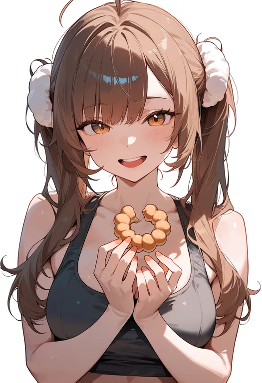 masterpiece, best quality, score_7, safe, mister donut, solo, upper body, simple background — by k3scat, made with ComfyUI
