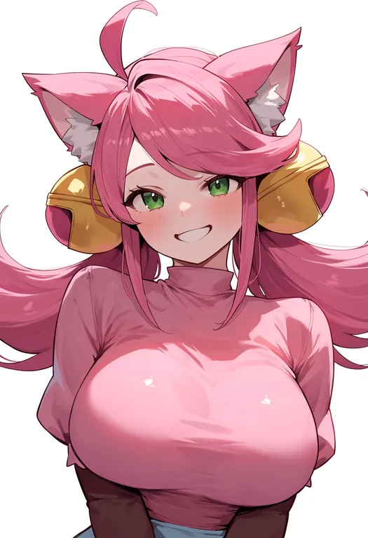 masterpiece, best quality, score_7, safe, mad mew mew, solo, upper body, simple background — by k3scat, made with ComfyUI