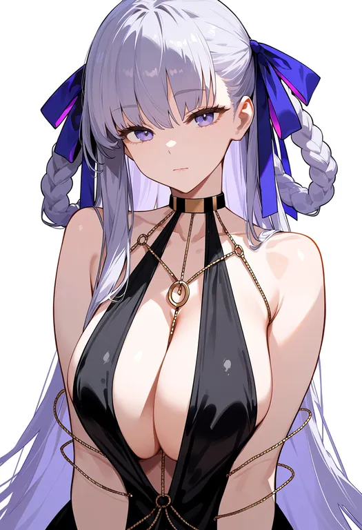 masterpiece, best quality, score_7, safe, bb dubai (fate), solo, upper body, simple background — by k3scat, made with ComfyUI