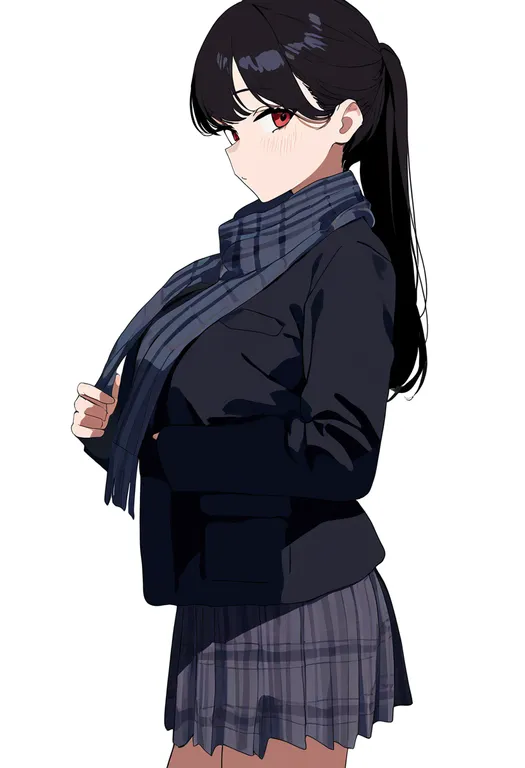masterpiece, best quality, newest, absurdres, highres, safe, plaid, 1girl, solo, full_body, simple_background — by k3scat, made with ComfyUI