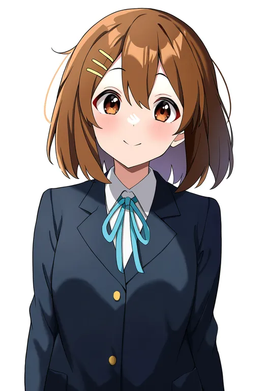 masterpiece, best quality, newest, absurdres, highres, safe, hirasawa_yui, k-on!, solo, upper_body, simple_background — by k3scat, made with ComfyUI