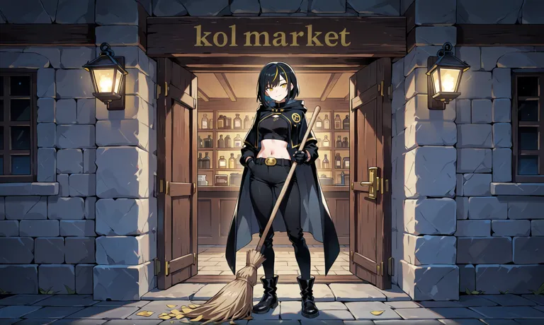 One girl, solo, standing upright, full body, eye-level front view. Kora is standing at her full height outside her small — by t12306273, made with ComfyUI
