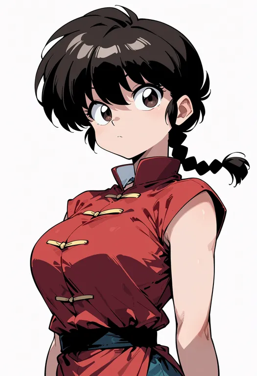 masterpiece, best quality, score_7, safe, saotome ranma, ranma 1/2, solo, upper body, simple background — by k3scat, made with ComfyUI