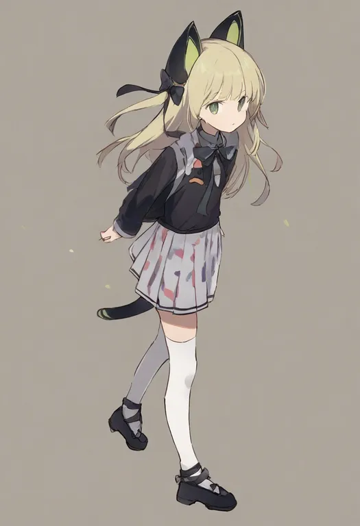 masterpiece, best quality, general, black bow, 1girl, solo, simple background — by k3scat, made with ComfyUI