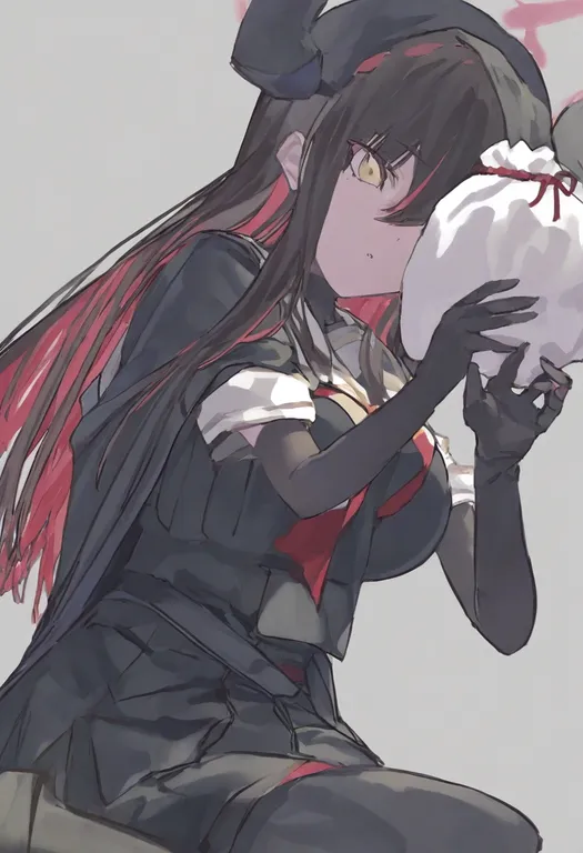 masterpiece, best quality, general, under-elbow gloves, 1girl, solo, simple background — by k3scat, made with ComfyUI