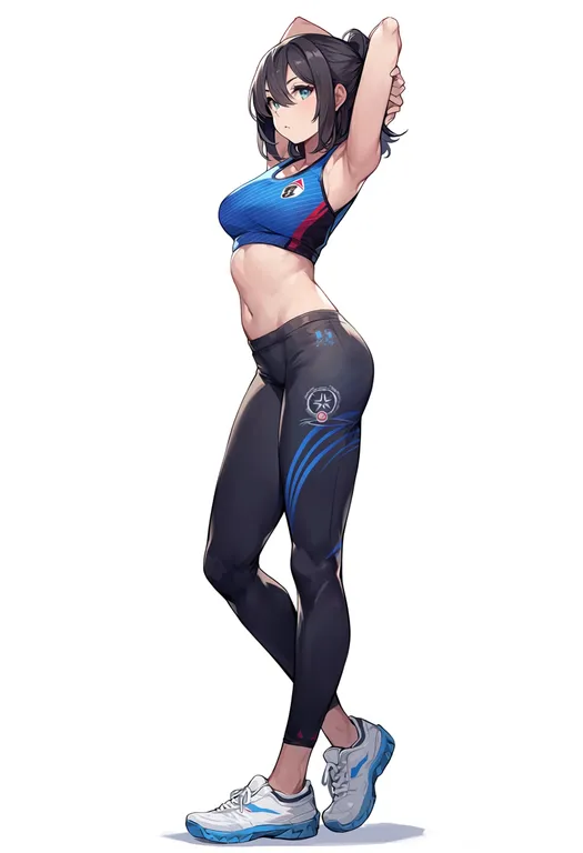 masterpiece, best quality, score_7, safe, 2020 summer olympics, solo, full body, simple background — by k3scat, made with ComfyUI