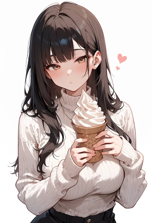 masterpiece, best quality, score_7, safe, whipped cream, 1girl, solo, upper body, simple background — by k3scat, made with ComfyUI