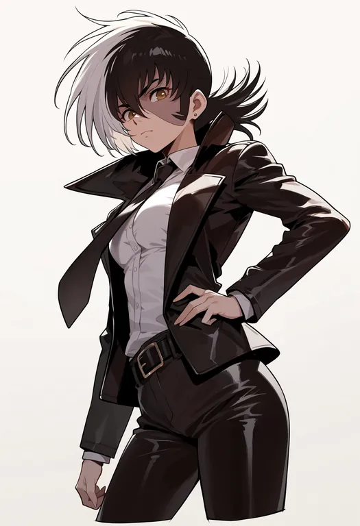 masterpiece, best quality, score_7, safe, black jack (series), solo, simple background — by k3scat, made with ComfyUI
