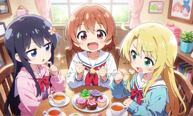 masterpiece, best quality, ultra-detailed, anime style, cute, warm lighting, slice of life, 3girls, hoshino hinata… — by kiki, made with ComfyUI