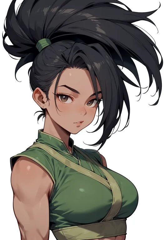 masterpiece, best quality, score_7, safe, akali, solo, upper body, simple background — by k3scat, made with ComfyUI